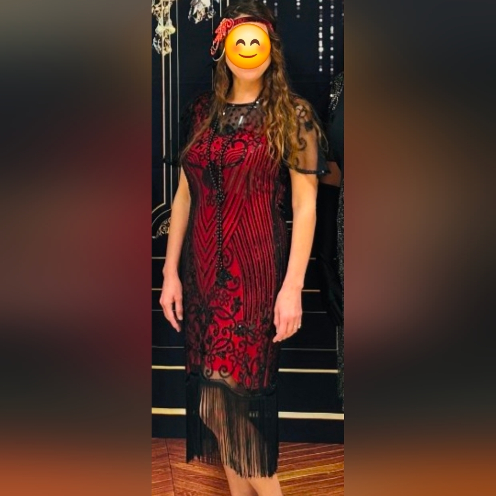 Elegant Red and Black Women's Dress